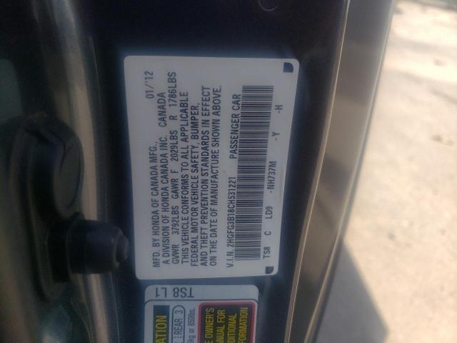 Photo 10 from auction – 2012 HONDA CIVIC EXL with VIN 2HGFG3B18CH531221