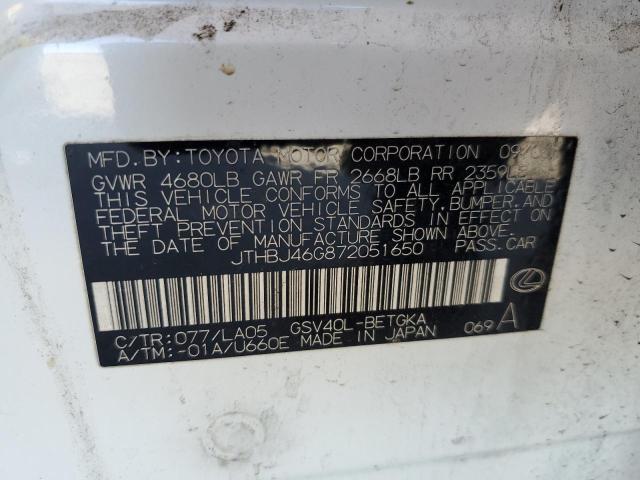 Photo 10 from auction – 2007 LEXUS CT with VIN JTHBJ46G872051650
