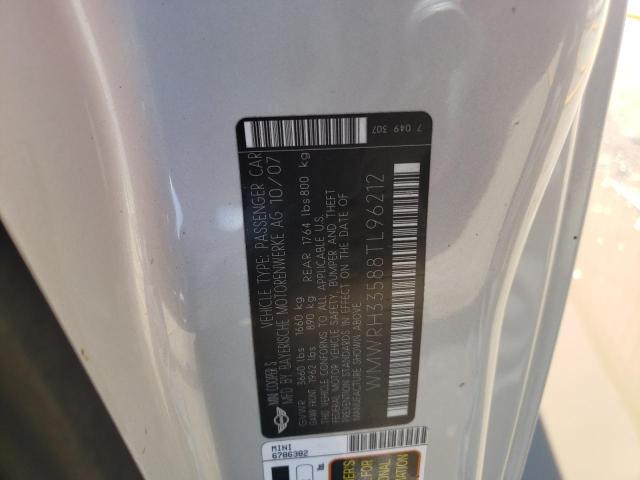 Photo 10 from auction – 2008 MINI COOPER S with VIN WMWRH33588TL96212