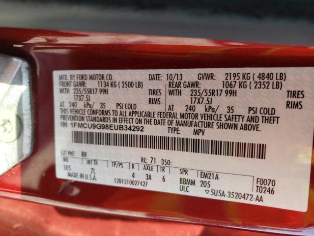 Photo 10 from auction – 2014 FORD ESCAPE SE with VIN 1FMCU9G98EUB34292