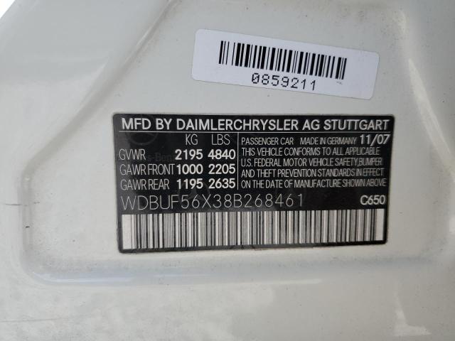 Photo 10 from auction – 2008 MERCEDES-BENZ E 350 with VIN WDBUF56X38B268461