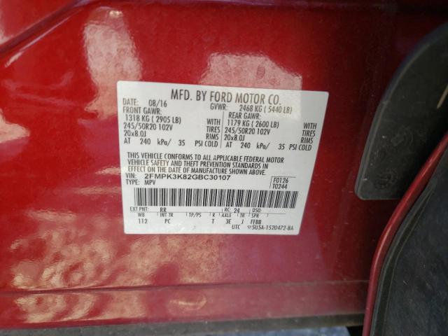 Photo 10 from auction – 2016 FORD EDGE TITAN with VIN 2FMPK3K82GBC30107