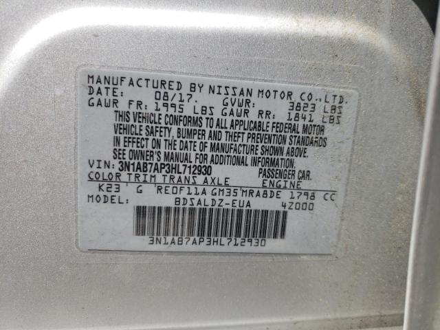 Photo 10 from auction – 2017 NISSAN SENTRA S with VIN 3N1AB7AP3HL712930
