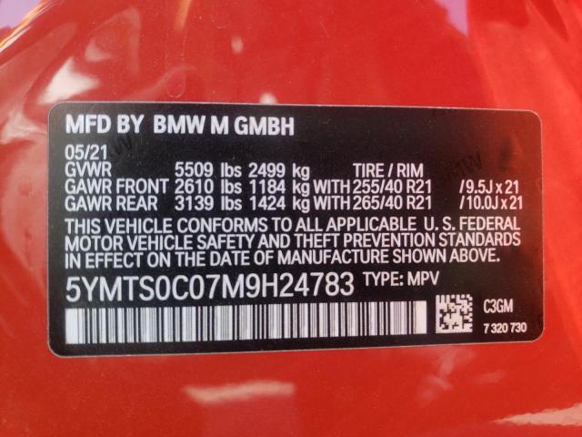 Photo 10 from auction – 2021 BMW X3 M COMPE with VIN 5YMTS0C07M9H24783