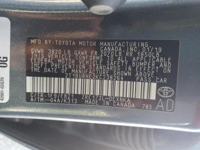 Photo 10 from auction – 2019 TOYOTA COROLLA L with VIN 2T1BURHE2KC238264