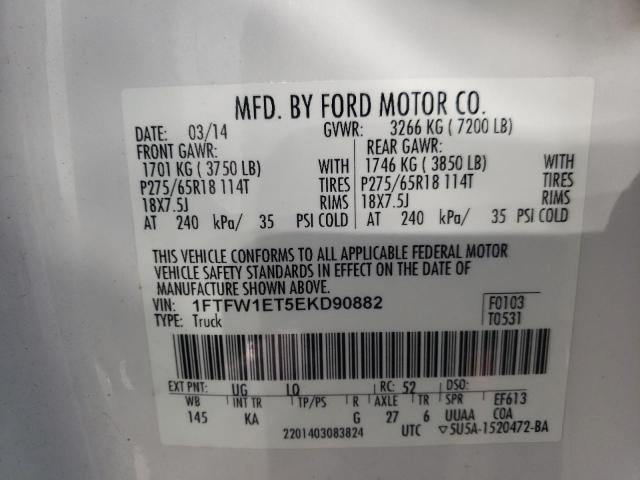 Photo 10 from auction – 2014 FORD F150 SUPER with VIN 1FTFW1ET5EKD90882