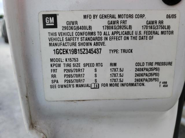 Photo 10 from auction – 2005 CHEVROLET SILVERADO with VIN 1GCEK19B15Z345437