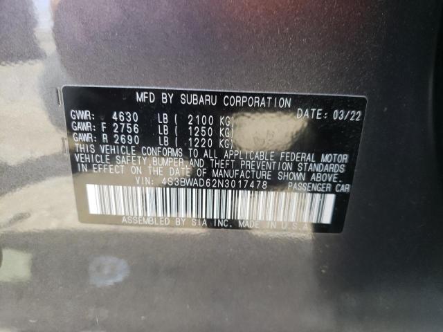 Photo 10 from auction – 2022 SUBARU LEGACY with VIN 4S3BWAD62N3017478
