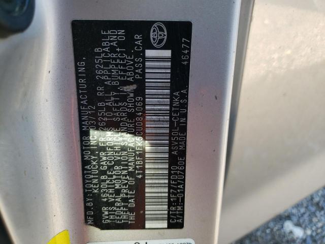 Photo 10 from auction – 2012 TOYOTA CAMRY BASE with VIN 4T1BF1FK5CU084069