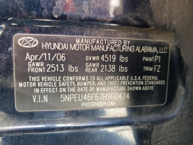 Photo 10 from auction – 2007 HYUNDAI SONATA SE with VIN 5NPEU46F67H160474