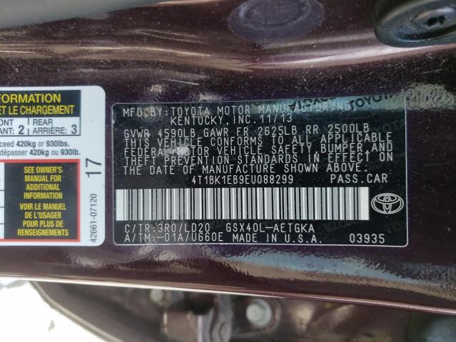 Photo 10 from auction – 2014 TOYOTA AVALON BAS with VIN 4T1BK1EB9EU088299