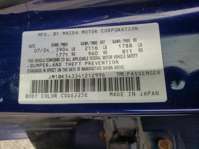 Photo 10 from auction – 2004 MAZDA 3 HATCHBAC with VIN JM1BK343341212996