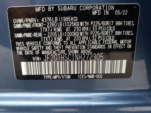 Photo 10 from auction – 2022 SUBARU CROSSTREK with VIN JF2GTHSC1NH272305