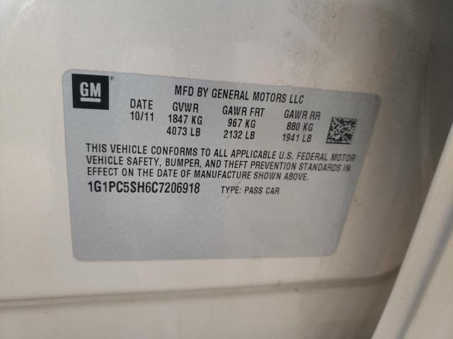 Photo 10 from auction – 2012 CHEVROLET CRUZE LS with VIN 1G1PC5SH6C7206918