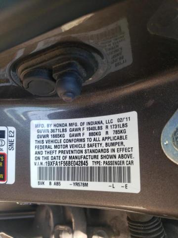 Photo 10 from auction – 2011 HONDA CIVIC LX with VIN 19XFA1F56BE042845