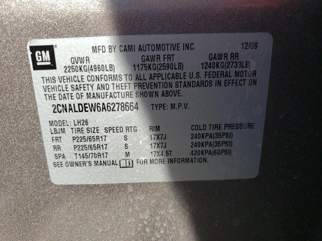 Photo 10 from auction – 2010 CHEVROLET EQUINOX LT with VIN 2CNALDEW6A6278664