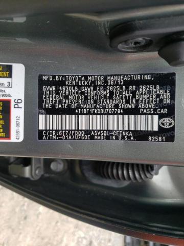 Photo 10 from auction – 2013 TOYOTA CAMRY L with VIN 4T1BF1FKXDU707784