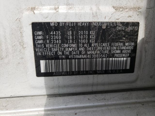 Photo 10 from auction – 2014 SUBARU LEGACY 2.5 with VIN 4S3BMBM64E3003562