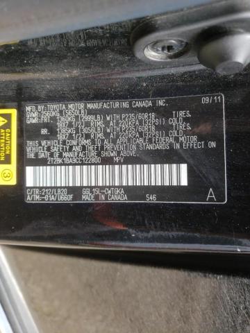Photo 10 from auction – 2012 LEXUS RX 350 with VIN 2T2BK1BA9CC122800