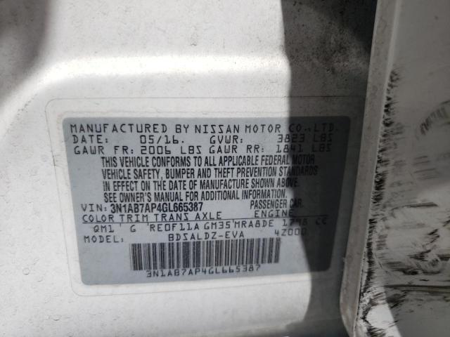 Photo 10 from auction – 2016 NISSAN SENTRA S with VIN 3N1AB7AP4GL665387
