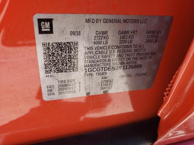 Photo 10 from auction – 2019 CHEVROLET COLORADO Z with VIN 1GCGTDEN2K1136869