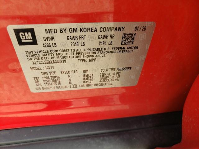 Photo 10 from auction – 2020 CHEVROLET TRAX 1LT with VIN KL7CJLSBXLB339218