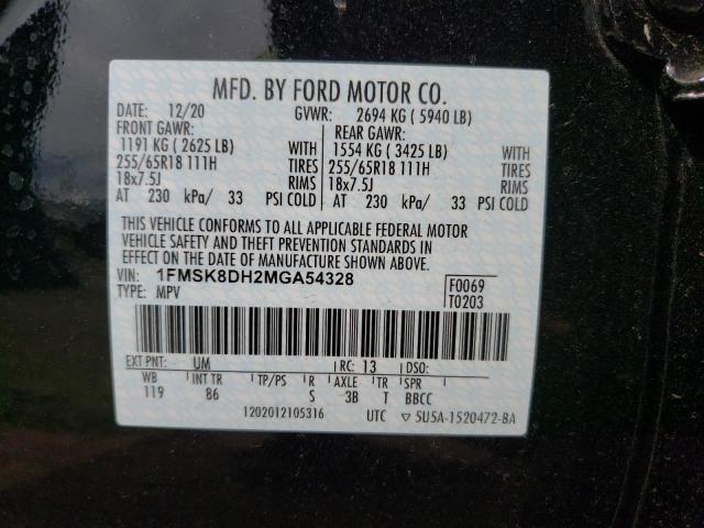 Photo 10 from auction – 2021 FORD EXPLORER X with VIN 1FMSK8DH2MGA54328
