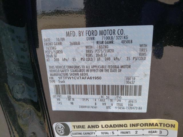 Photo 10 from auction – 2010 FORD F150 SUPER with VIN 1FTFW1CV7AFA61950