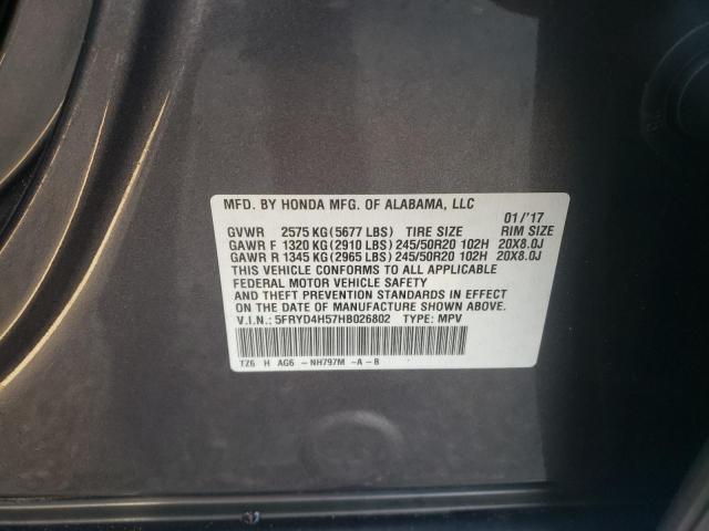 Foto 10 de la subasta – 2017 ACURA MDX TECHNO con VIN 5FRYD4H57HB026802