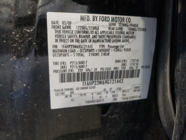 Photo 10 from auction – 2009 FORD TAURUS with VIN 1FAHP23W69G121443