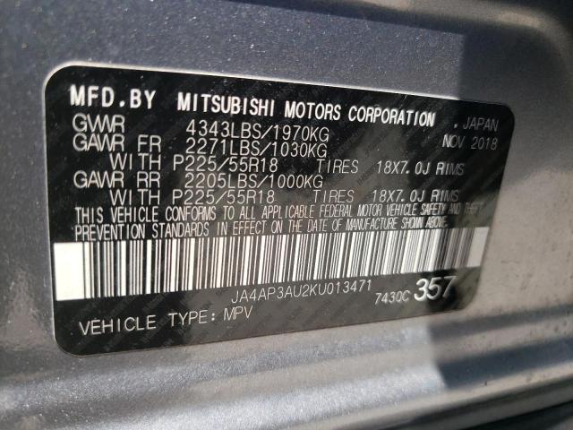 Photo 10 from auction – 2019 MITSUBISHI OUTLANDER with VIN JA4AP3AU2KU013471