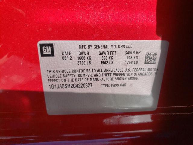 Photo 10 from auction – 2012 CHEVROLET SONIC LS with VIN 1G1JA5SH2C4220327
