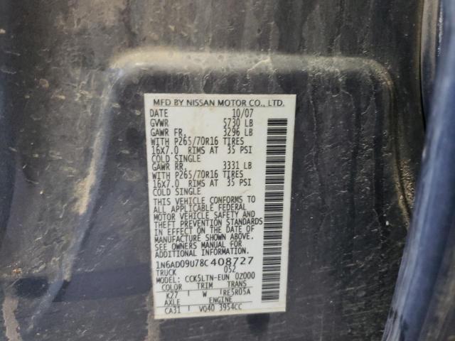 Photo 10 from auction – 2008 NISSAN FRONTIER C with VIN 1N6AD09U78C408727