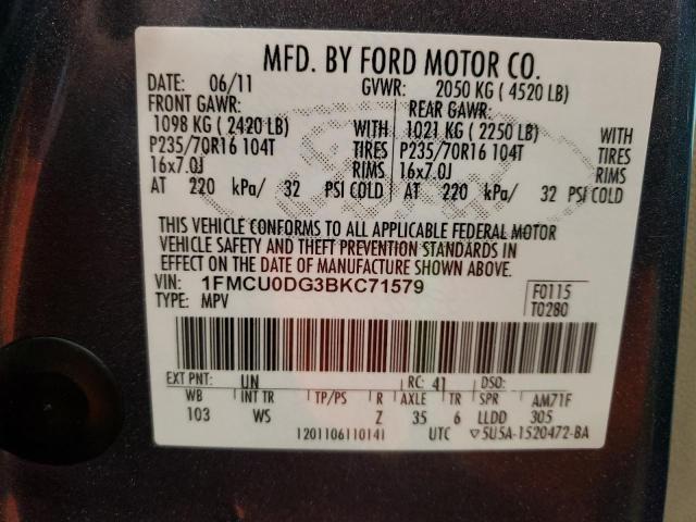 Zdjęcie 10 z aukcji – 2011 FORD ESCAPE XLT z VIN 1FMCU0DG3BKC71579
