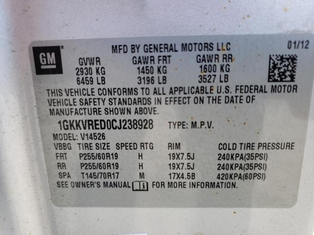 Photo 10 from auction – 2012 GMC ACADIA SLT with VIN 1GKKVRED0CJ238928