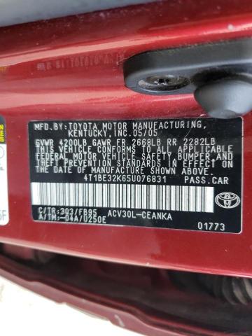 Photo 10 from auction – 2005 TOYOTA CAMRY LE with VIN 4T1BE32K65U076831