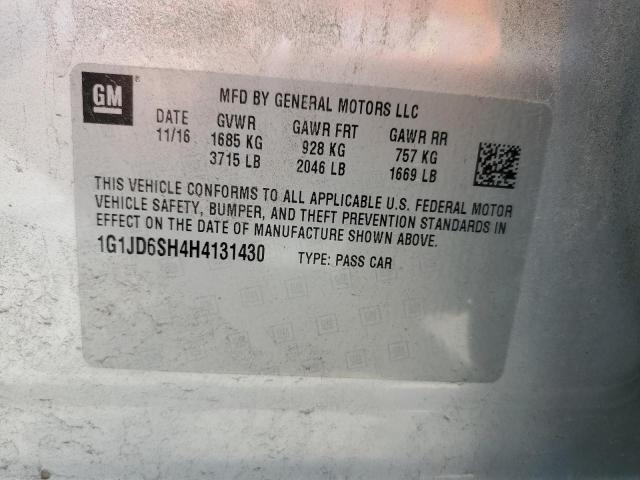 Photo 10 from auction – 2017 CHEVROLET SONIC LT with VIN 1G1JD6SH4H4131430