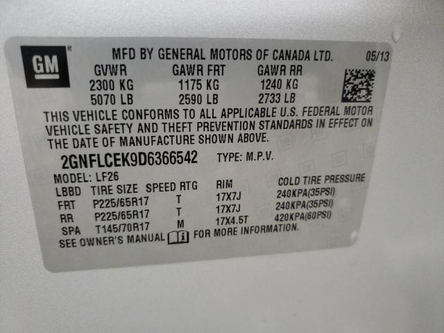 Photo 10 from auction – 2013 CHEVROLET EQUINOX LS with VIN 2GNFLCEK9D6366542