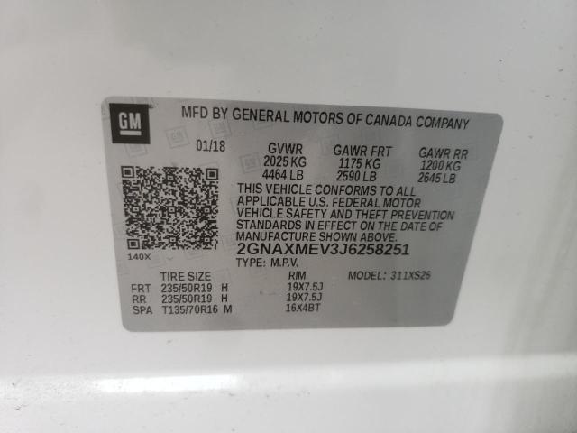 Photo 10 from auction – 2018 CHEVROLET EQUINOX PR with VIN 2GNAXMEV3J6258251
