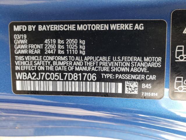 Photo 10 from auction – 2020 BMW M240XI with VIN WBA2J7C05L7D81706