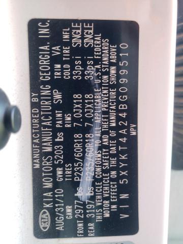 Photo 10 from auction – 2011 KIA SORENTO BA with VIN 5XYKT4A24BG099510