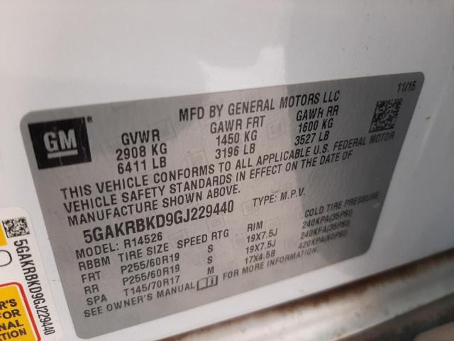 Photo 10 from auction – 2016 BUICK ENCLAVE with VIN 5GAKRBKD9GJ229440