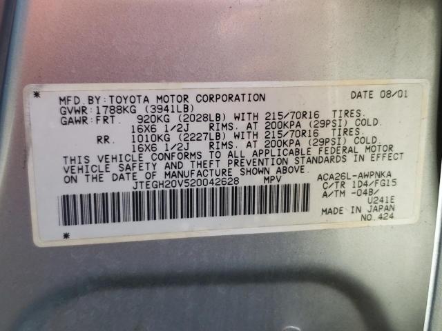 Photo 10 from auction – 2002 TOYOTA RAV4 with VIN JTEGH20V520042628