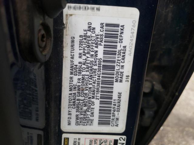 Photo 10 from auction – 2004 TOYOTA COROLLA CE with VIN 2T1BR38E84C308805