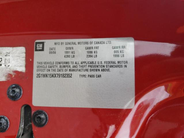 Photo 10 from auction – 2007 CHEVROLET MONTE CARL with VIN 2G1WK15KX79182352
