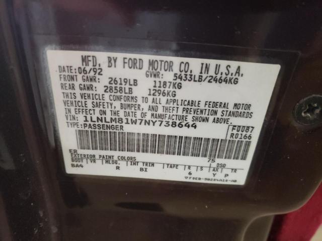 Photo 10 from auction – 1992 LINCOLN TOWN CAR E with VIN 1LNLM81W7NY738644