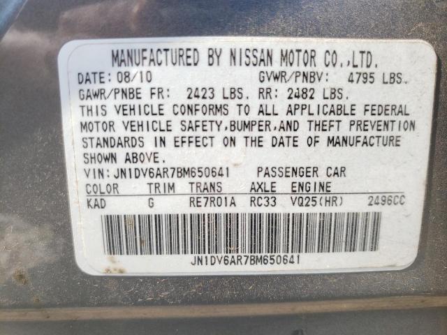 Photo 10 from auction – 2011 INFINITI G25 with VIN JN1DV6AR7BM650641