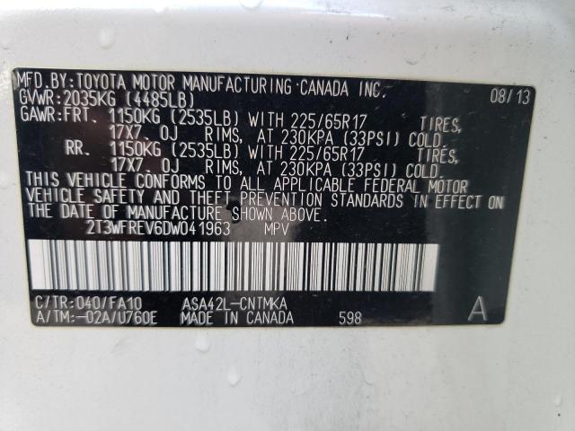 Photo 10 from auction – 2013 TOYOTA RAV4 XLE with VIN 2T3WFREV6DW041963