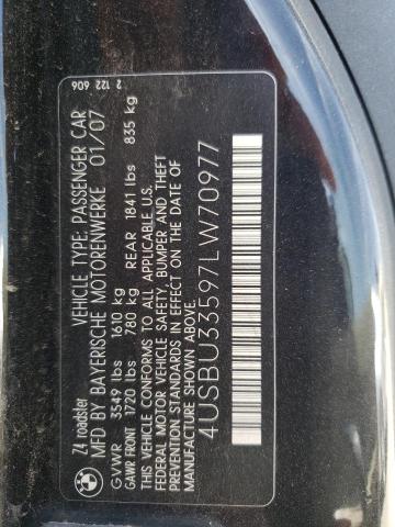 Photo 10 from auction – 2007 BMW Z4 3.0 with VIN 4USBU33597LW70977