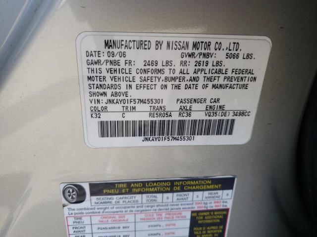 Photo 10 from auction – 2007 INFINITI M35 BASE with VIN JNKAY01F57M455301